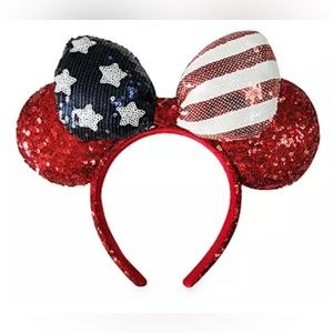 DISNEY PARKS Sequined American Flag - 4th of July Minnie Mouse Ear Headband